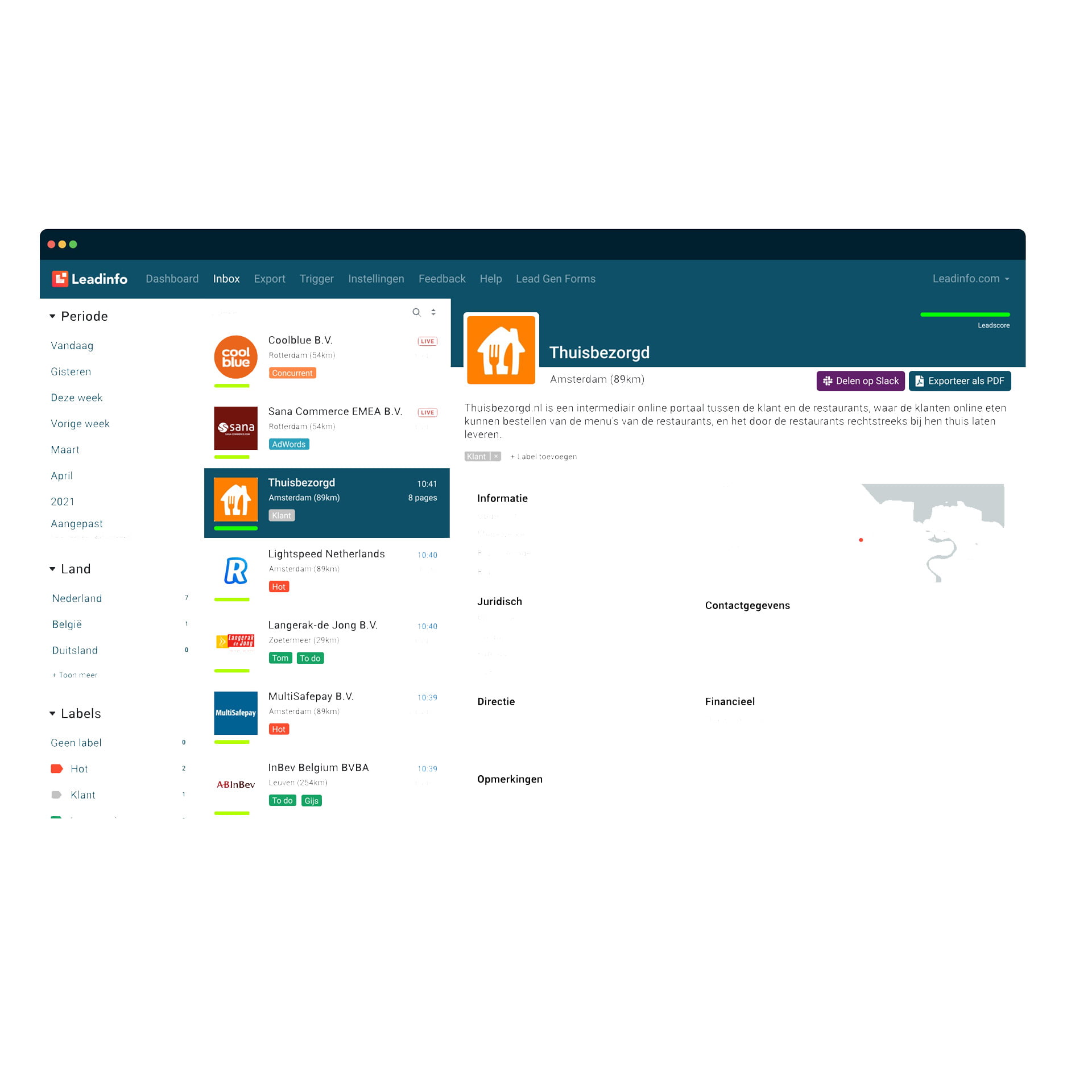 Website integratie leadinfo KNEET Leadinfo