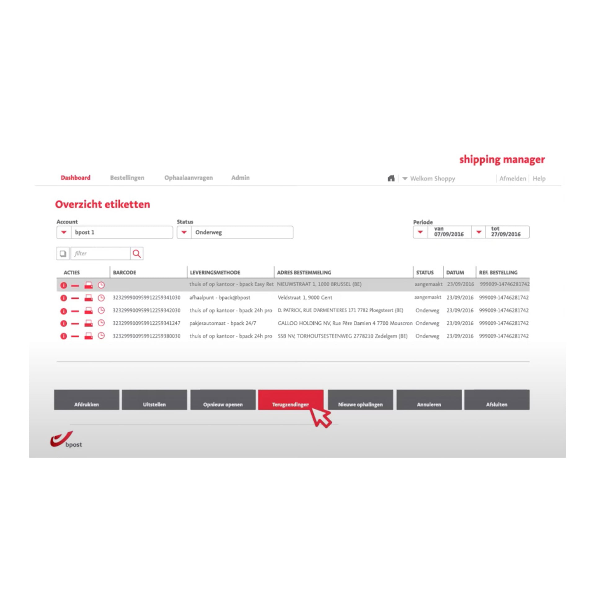 Bpost Shipping Manager integratie webshop KNEET Bpost Shipping Manager