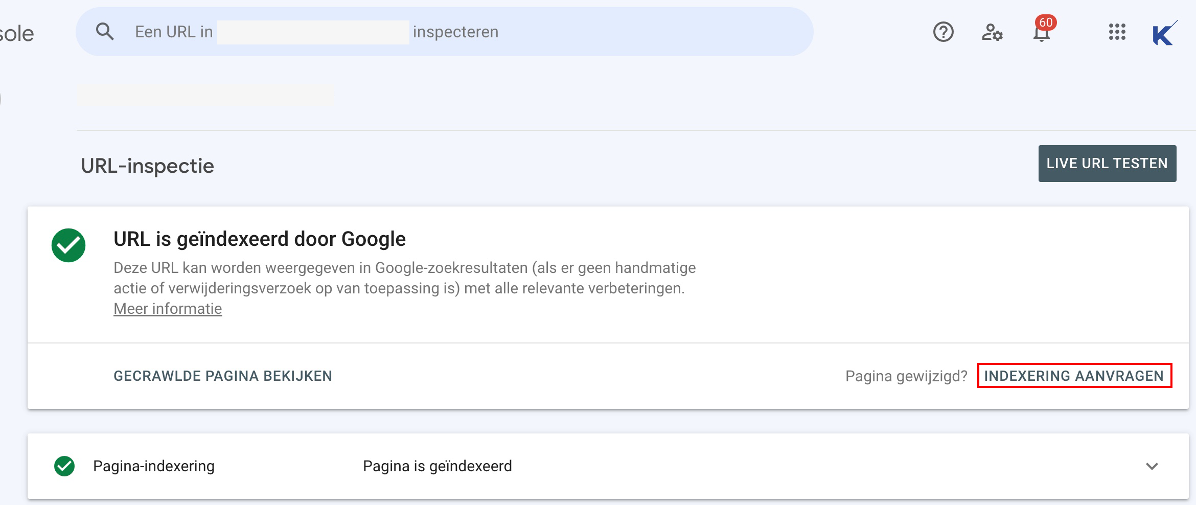 Pagina indexeren in Google Search Console