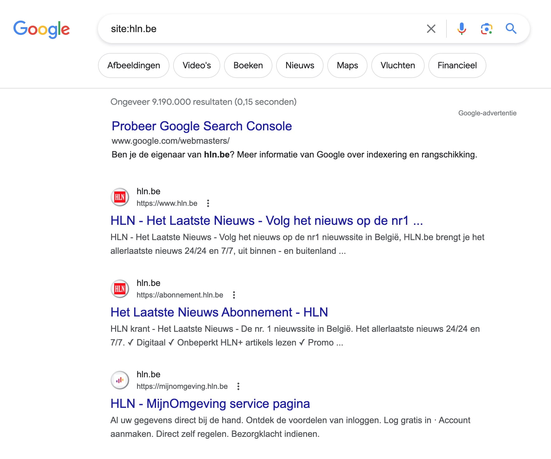 Google indexatie website