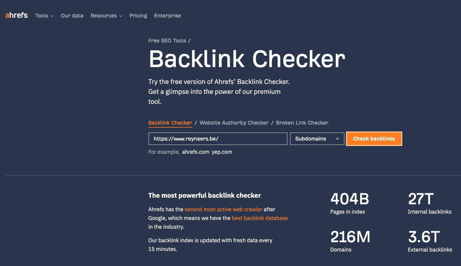 Ahrefs backlink checker